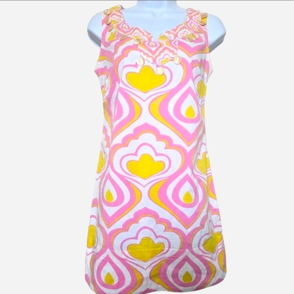 Joyous & Free Mod 60s Inspired retro beaded neck mini dress